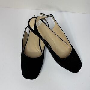 Rag & Co Sozani Black Soft Leather Slingback Flats Womens